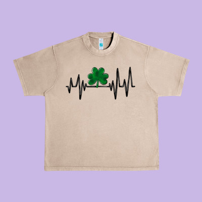 Shamrock Heartbeat Urban Heavy Tee Designed By Maliassmallbusiness