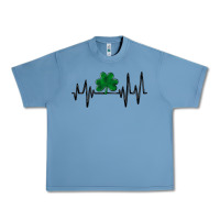 Pebble Blue shamrock heartbeat Urban Heavy Tee - MaliasSmallBusiness