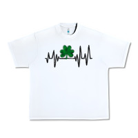 White shamrock heartbeat Urban Heavy Tee - MaliasSmallBusiness
