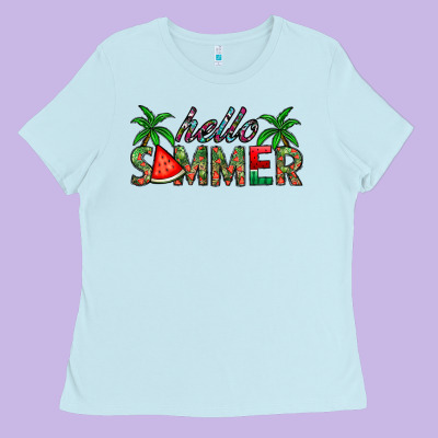 Hello Summer Ladies Tee Designed By Cowhidedigitalart