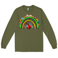 Army Green school rainbow Long Sleeve Tee - NancyCooperArtShop