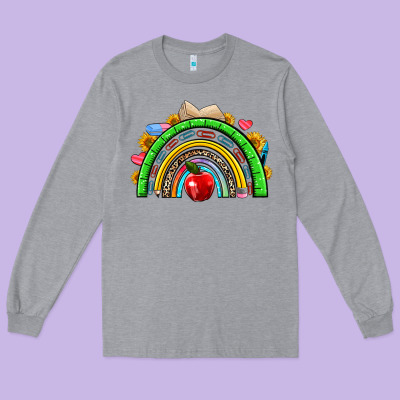 School Rainbow Long Sleeve Tee Designed By Nancycooperartshop