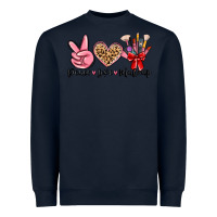 Navy peace love makeup Heavyweight Sweatshirt - MaliasSmallBusiness