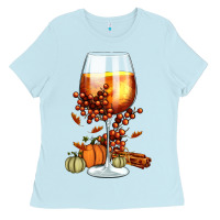 Baby Blue Thanksgiving Fall Ladies Tee - FaDigitalArtStudio