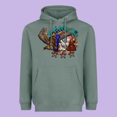 God Bless The Usa Eagle 4th Of July Heavyweight Hoodie Designed By Howdyjamesfarm
