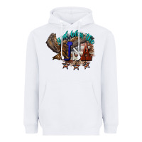 White God bless the USA Eagle 4th of july Heavyweight Hoodie - HowdyJamesFarm