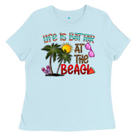 Baby Blue life is better at the beach Ladies Tee - CowhideDigitalArt