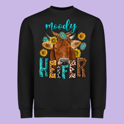 Moody Cow Heavyweight Sweatshirt Designed By Nancycooperartshop