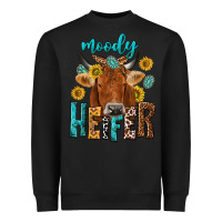 Black moody cow Heavyweight Sweatshirt - NancyCooperArtShop