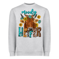 Heather Grey moody cow Heavyweight Sweatshirt - NancyCooperArtShop