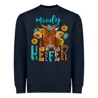 Navy moody cow Heavyweight Sweatshirt - NancyCooperArtShop