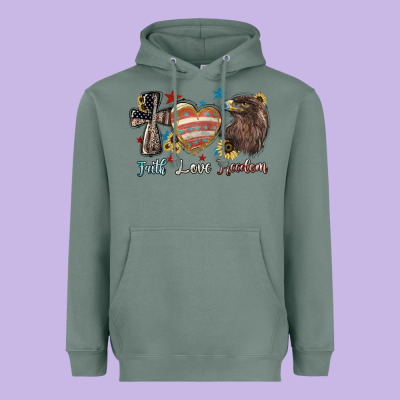 Faith Love Freedom 4th Of July Heavyweight Hoodie Designed By Howdyjamesfarm
