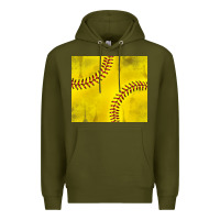 Army Green distressed softball pattern Premium Hoodie - TumblerDesignByShophia