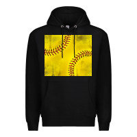 Black distressed softball pattern Premium Hoodie - TumblerDesignByShophia