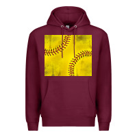 Burgundy distressed softball pattern Premium Hoodie - TumblerDesignByShophia