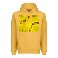 Mustard distressed softball pattern Premium Hoodie - TumblerDesignByShophia