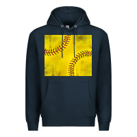Navy distressed softball pattern Premium Hoodie - TumblerDesignByShophia