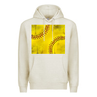 Oatmeal Heather distressed softball pattern Premium Hoodie - TumblerDesignByShophia