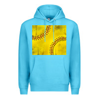 Ocean Blue distressed softball pattern Premium Hoodie - TumblerDesignByShophia