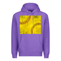 Purple distressed softball pattern Premium Hoodie - TumblerDesignByShophia