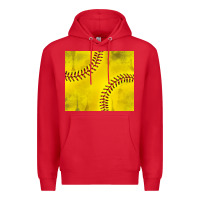 Red distressed softball pattern Premium Hoodie - TumblerDesignByShophia