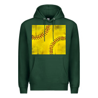 Sports Green distressed softball pattern Premium Hoodie - TumblerDesignByShophia