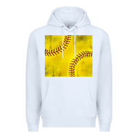 White distressed softball pattern Premium Hoodie - TumblerDesignByShophia