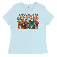 Baby Blue thankful mama longhorn Ladies Tee - RacoonDesign