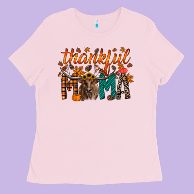Thankful Mama Longhorn Ladies Tee Designed By Racoondesign