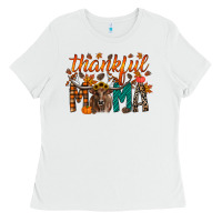 White thankful mama longhorn Ladies Tee - RacoonDesign