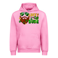 Fuchsia Pink lucky dude saint patricks bearded man Urban Hoodie - FaDigitalArtStudio