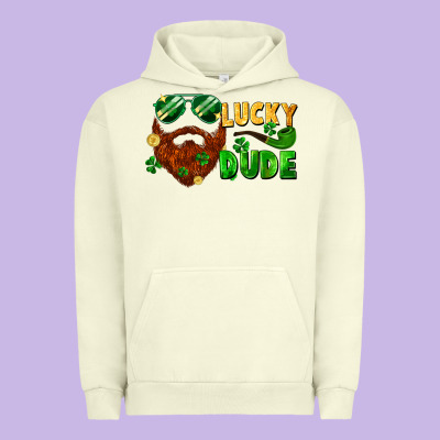 Lucky Dude Saint Patricks Bearded Man Urban Hoodie Designed By Fadigitalartstudio