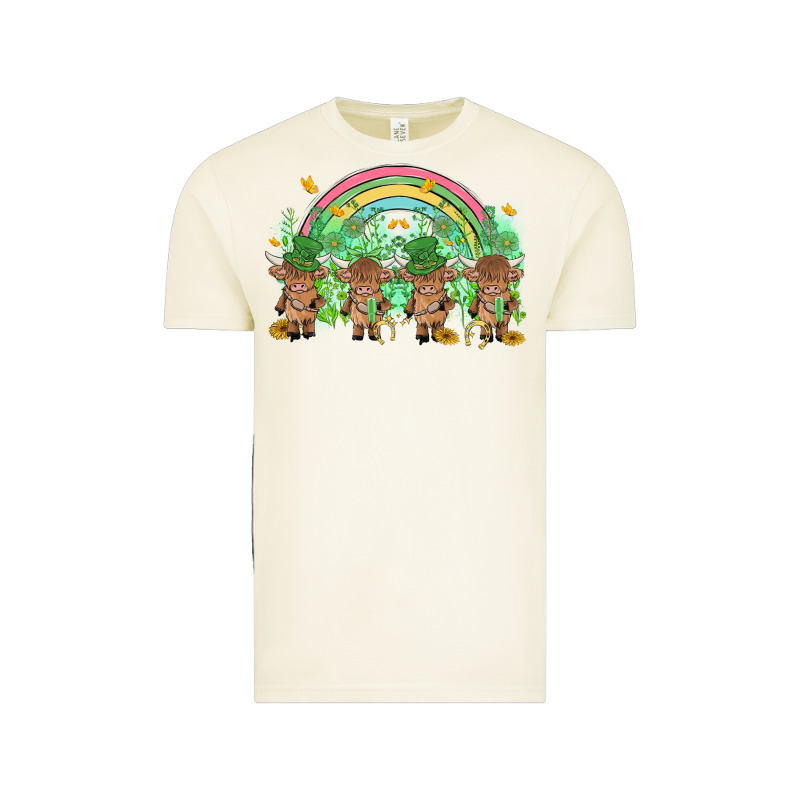St Patrick's Day Baby Highland Cow Vintage Tee by MaliasSmallBusiness | Teevron