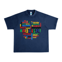 Navy autism heart Urban Heavy Tee - MaliasSmallBusiness