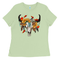 Matcha Fall Bull Skull Ladies Tee - RanaPortraitStore