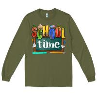 Army Green school time Long Sleeve Tee - NancyCooperArtShop