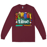 Burgundy school time Long Sleeve Tee - NancyCooperArtShop