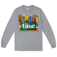Heather Grey school time Long Sleeve Tee - NancyCooperArtShop