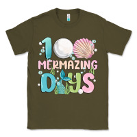 Army Green 100 mermazing days Classic Tee - MaliasSmallBusiness