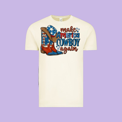 Make America Cowboy Again Vintage Tee Designed By Maliassmallbusiness