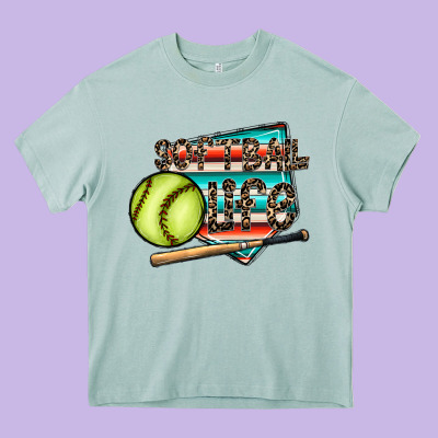 Softball Life Heavy Core Tee Designed By Cowhidedigitalart