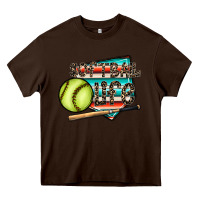 Chocolate Brown softball life Heavy Core Tee - CowhideDigitalArt