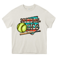 Cream softball life Heavy Core Tee - CowhideDigitalArt