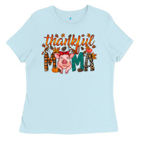 Baby Blue thankful mama pig Ladies Tee - RacoonDesign