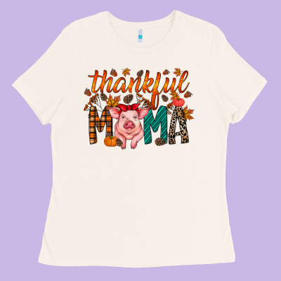 Thankful Mama Pig Ladies Tee Designed By Racoondesign
