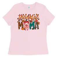 Bubblegum Pink thankful mama pig Ladies Tee - RacoonDesign