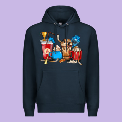 Hockey Coffee Cups Premium Hoodie Designed By Howdyjamesfarm
