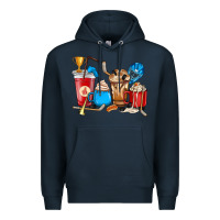 Navy Hockey coffee cups Premium Hoodie - HowdyJamesFarm