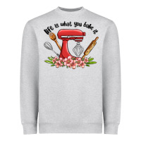 Heather Grey life is what you bake it Heavyweight Sweatshirt - MaliasSmallBusiness