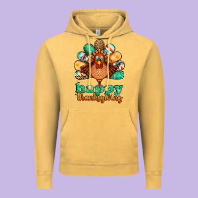 Happy Thanksgiving Turkey Vintage Hoodie Designed By Jasminsmagicworld